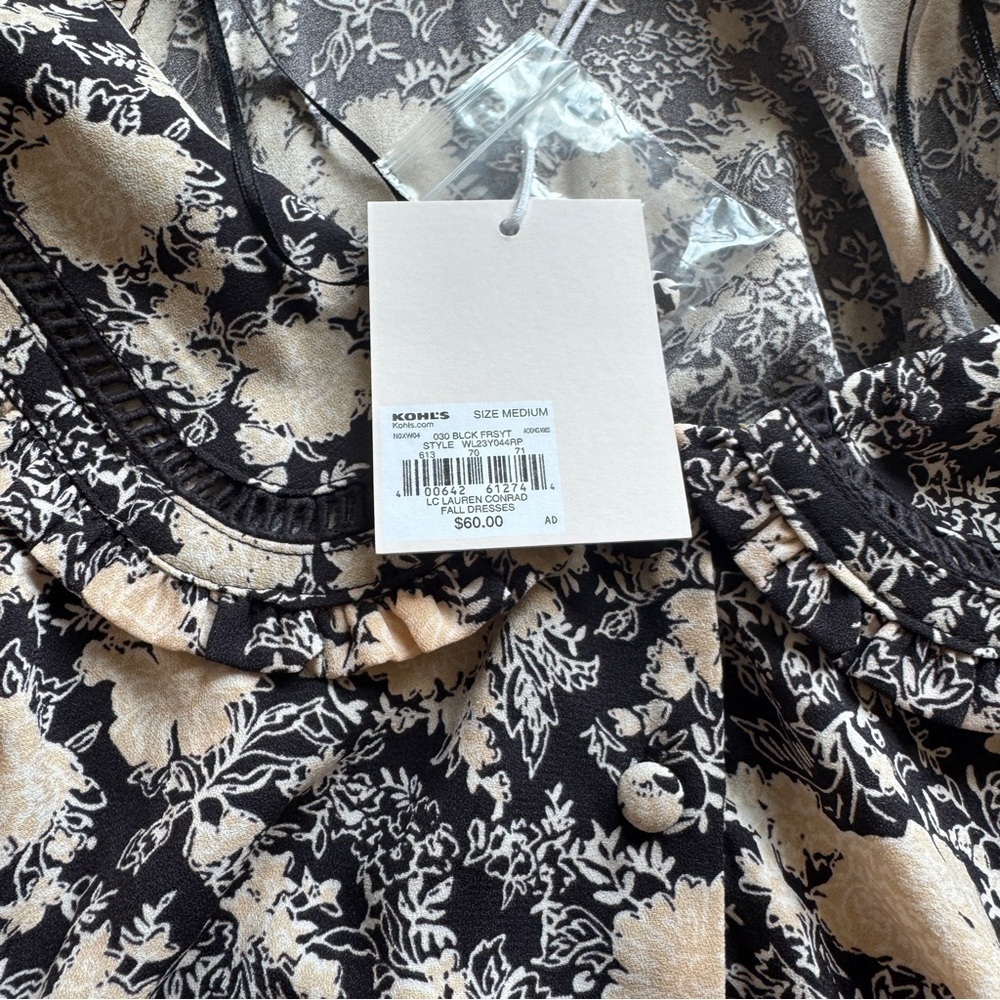 LC Lauren Conrad Ruffle Chiffon Shirt Dress Size Medium NEW WITH TAGS - Picture 9 of 10